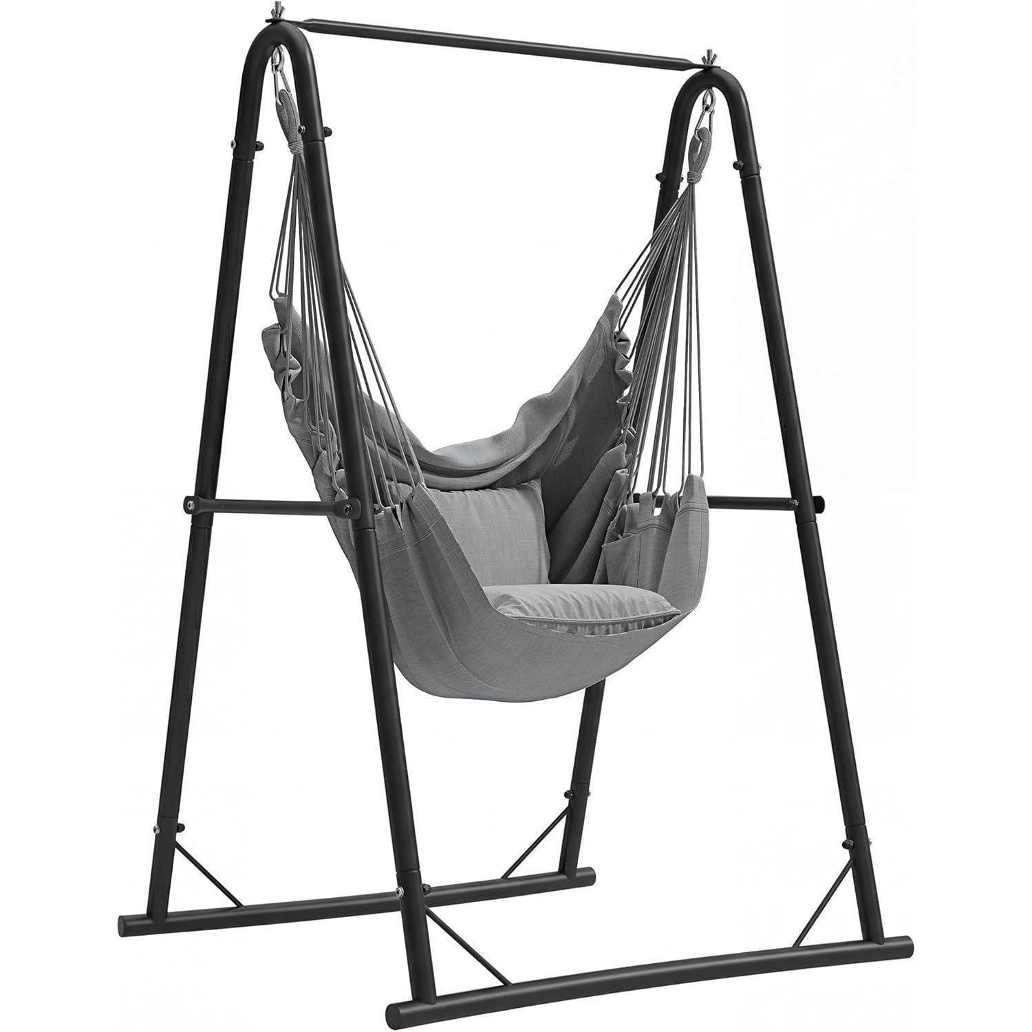 HÄNGESESSEL mit Gestell Grau - Grau, Metall (96/160/106cm)