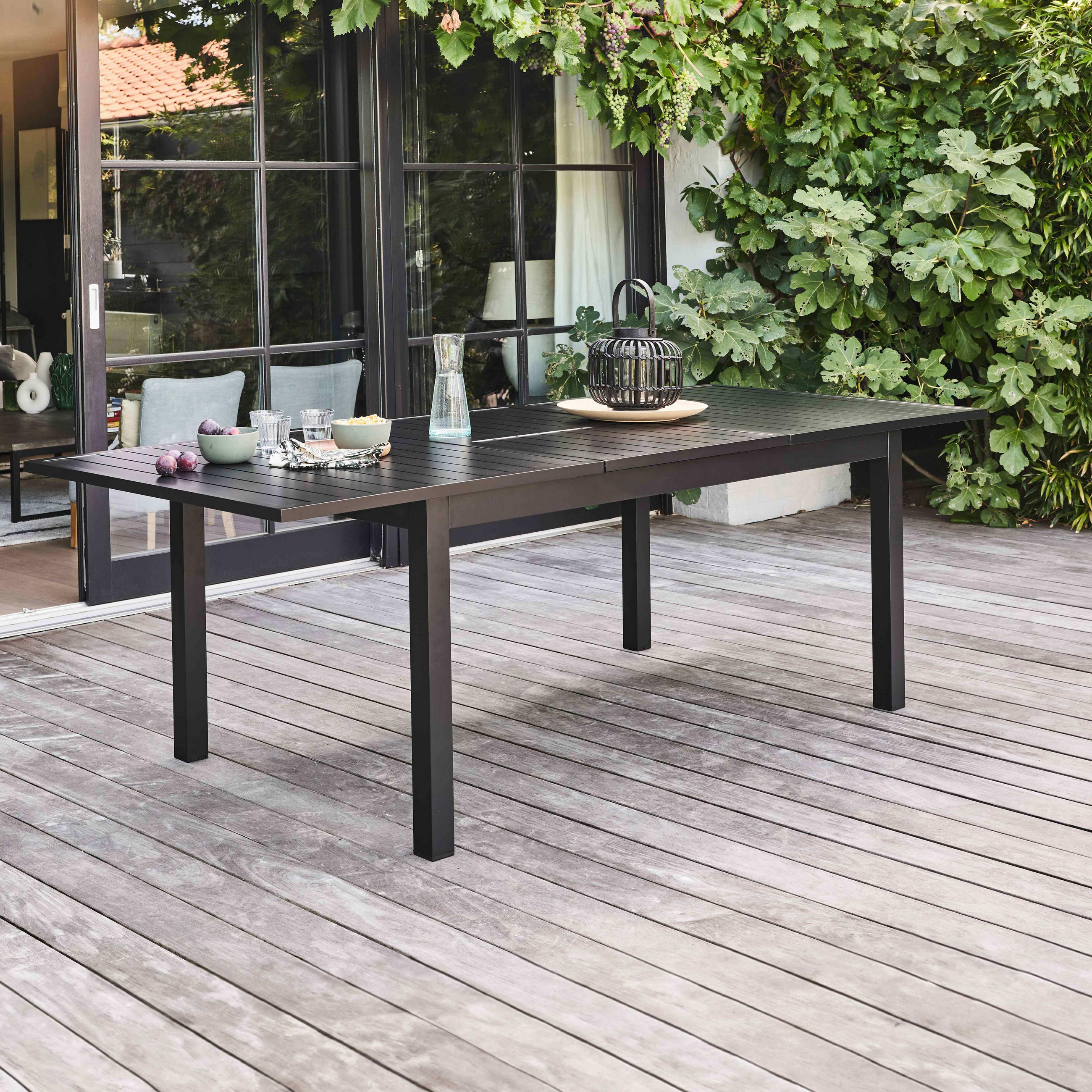 GARTENTISCH ausziehbar, Schwarz - Schwarz, Metall (100/238/74cm) - Oviala