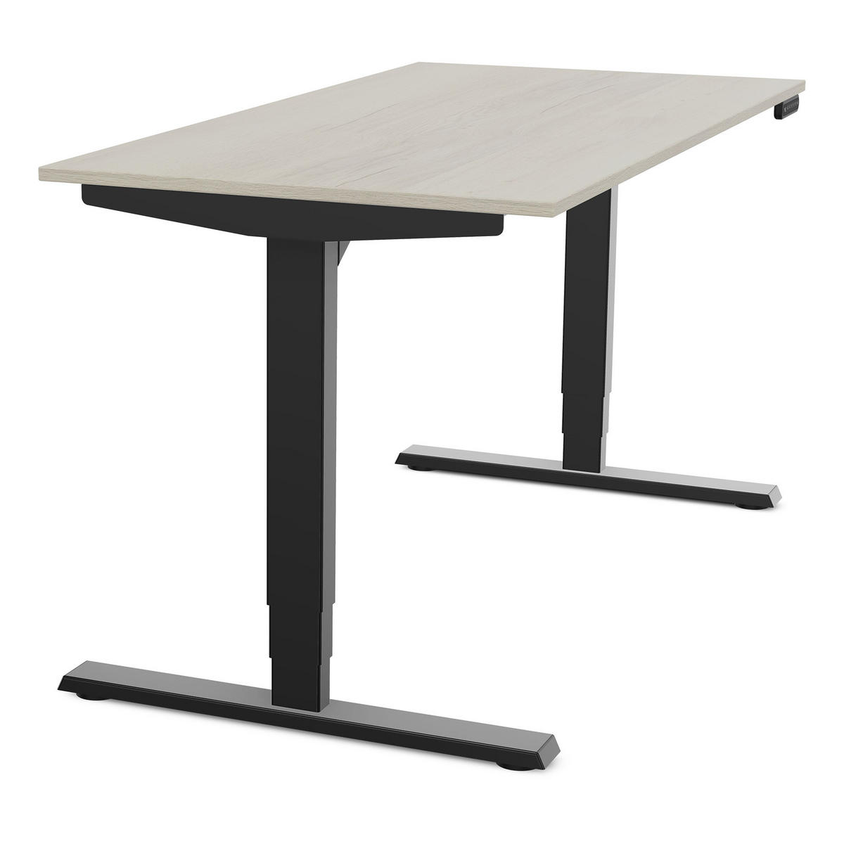SCHREIBTISCH Elektrisch höhenverstellbarer Schreibtisch Y-Line Eiche Polar Schwarz 140/70/62-127cm - Eiche Bianco/Schwarz, Holzwerkstoff/Metall (70/140/127cm) - ASSMANN