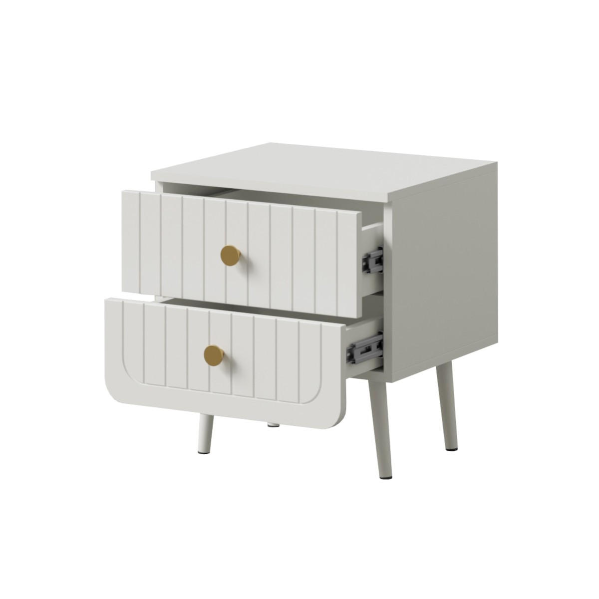 NACHTTISCH mit Schubladen auf Beinen Chloe 2S 50 Weiß (schwarzer oder goldener Griff) - Schwarz/Weiß, Holzwerkstoff/Kunststoff (47/50/40cm) - mzm24