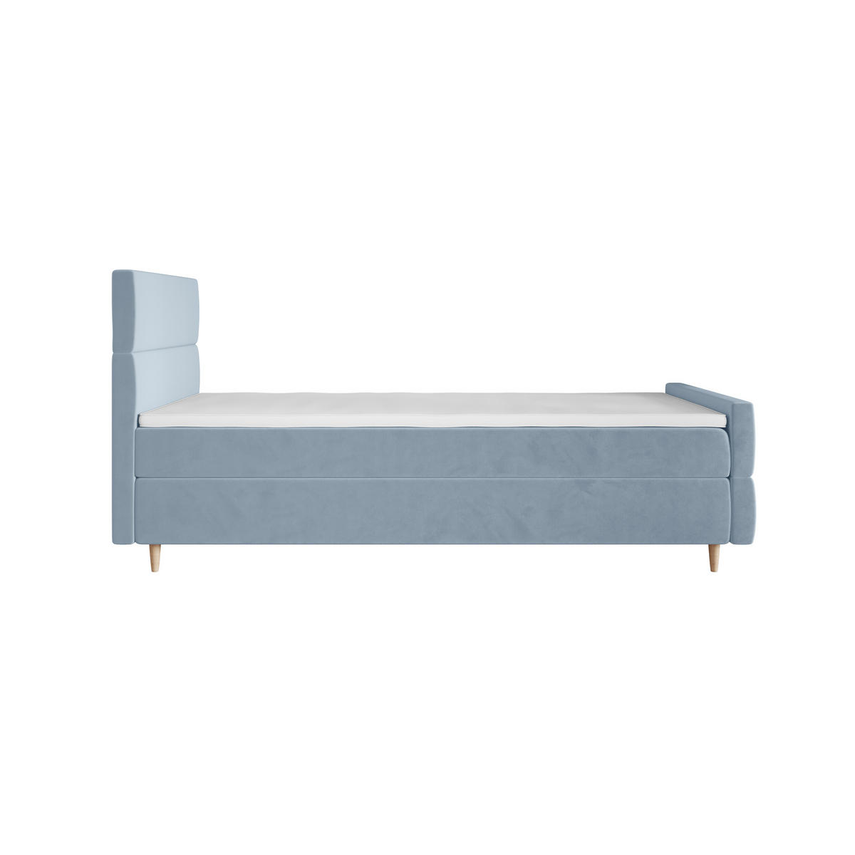 BOXBETT FLO PLUS 90x200 Itaka 13, mit Matratze H3, Bonell und Topper, Hellblau - Hellblau, Holz/Textil (90/200cm) - Bedante