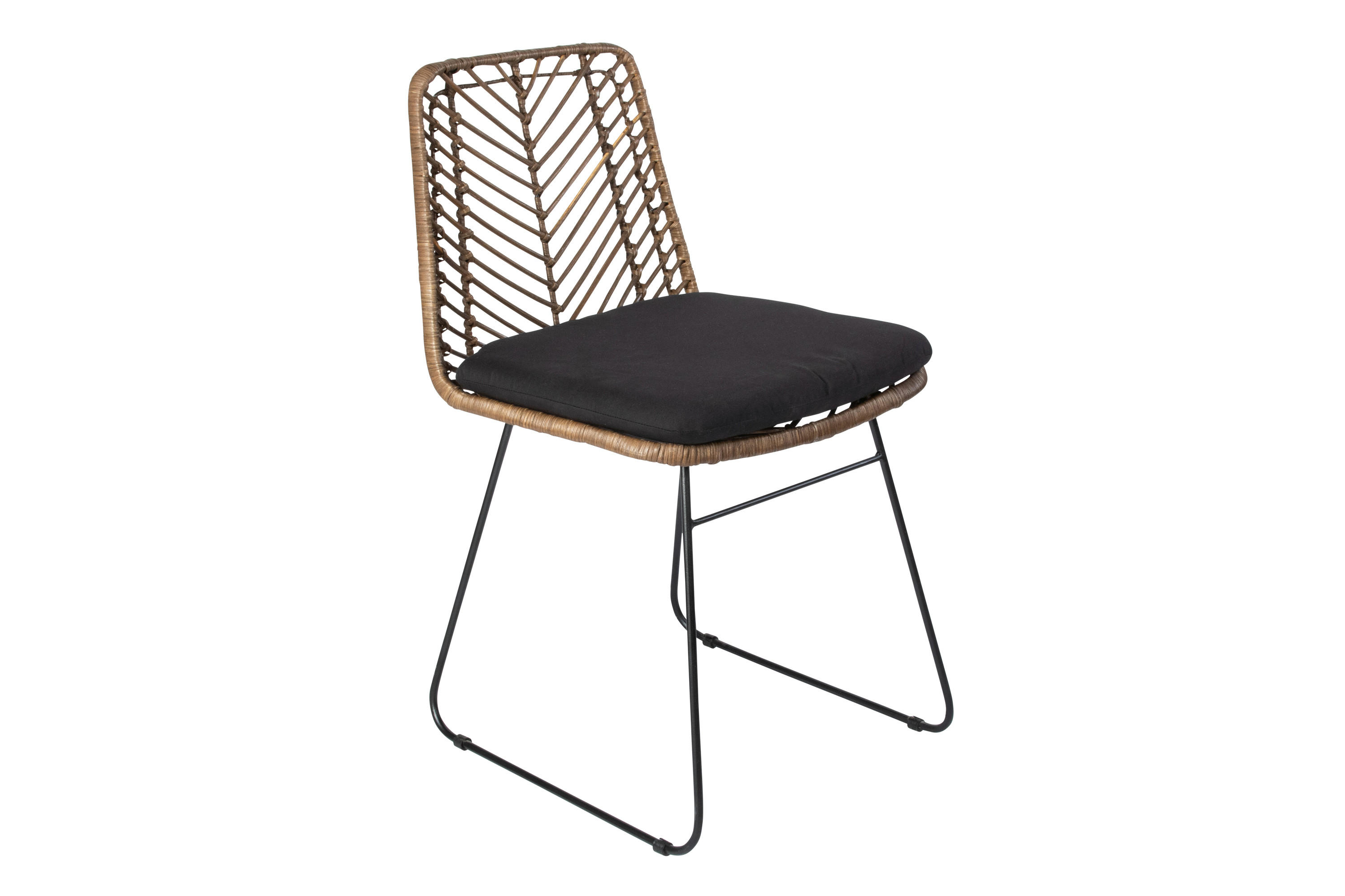 ESSZIMMERSTUHL KAIRO - Nussbaumfarben/Schwarz, Naturmaterialien/Metall (45/80/40cm) - SAM