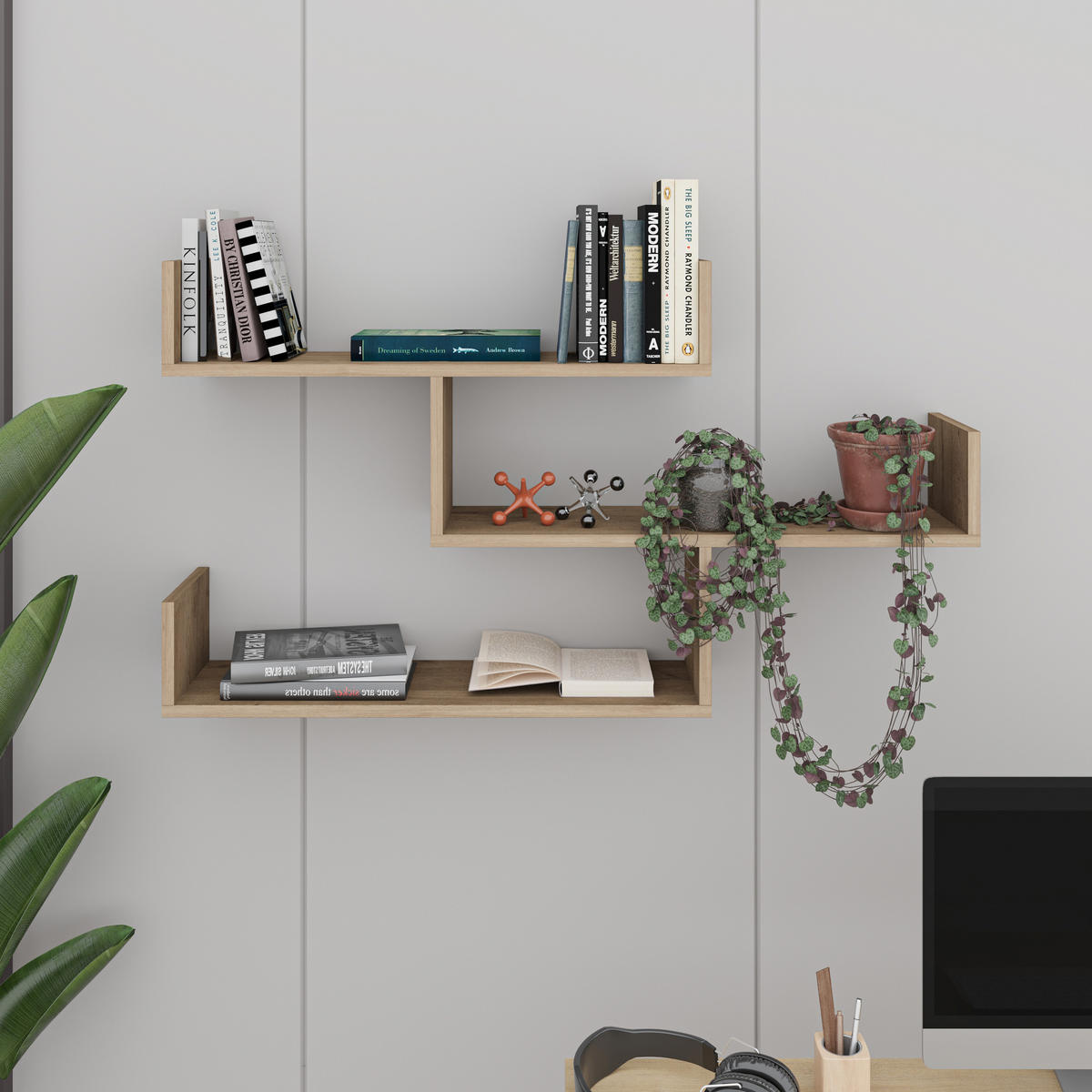 WANDREGAL Tibet Natur Eiche 119/22/66,5 cm - Naturfarben, Holzwerkstoff (119/66.4/22cm) - Decortie