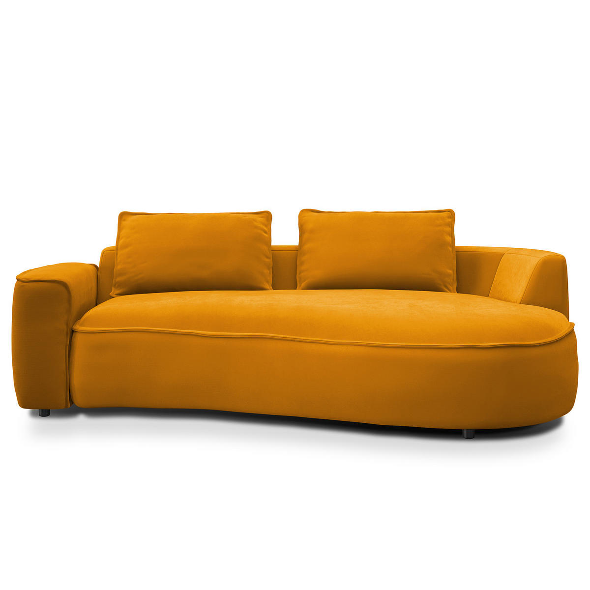 2,5-SITZER SOFA - Schwarz/Orange, Kunststoff/Textil (217/82/146cm) - home24
