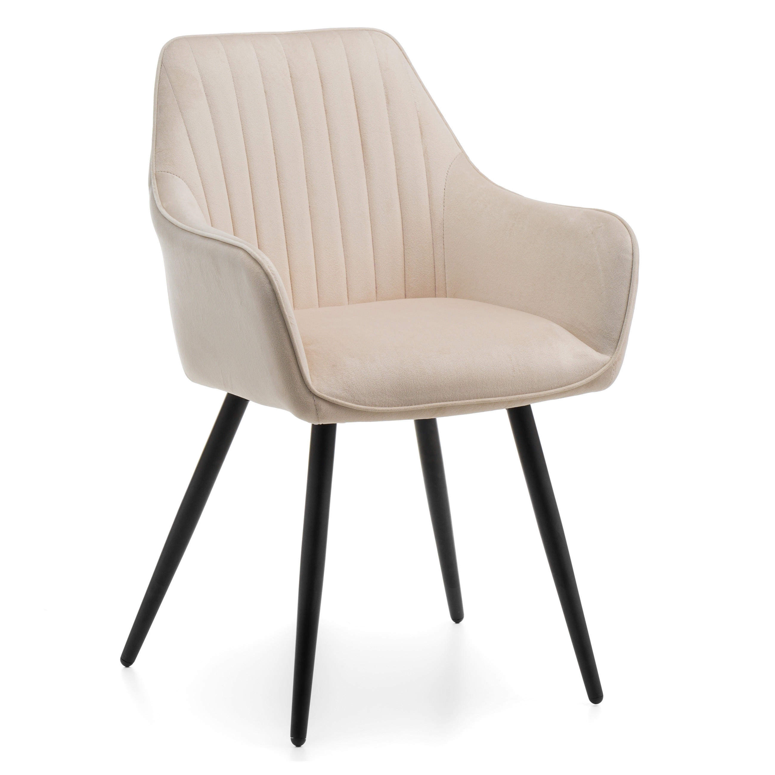 STUHL PASSO gepolstert mit Steppung - beige - Samt Velours - Ecru/Beige, Textil/Metall (58/87/60cm) - NEW HOME