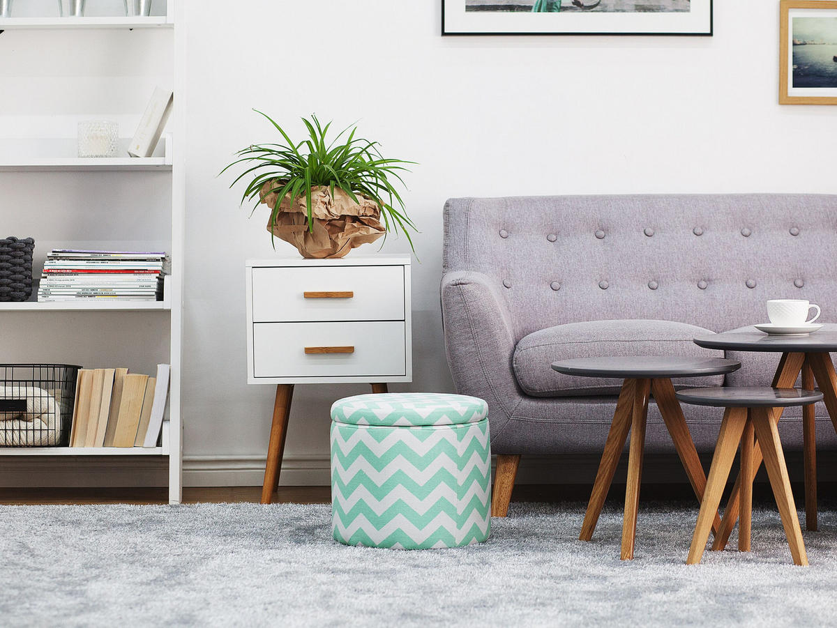 POUF Tunica 35/35/30 cm - Grün, Naturmaterialen/Textil (35/30/35cm) - Beliani