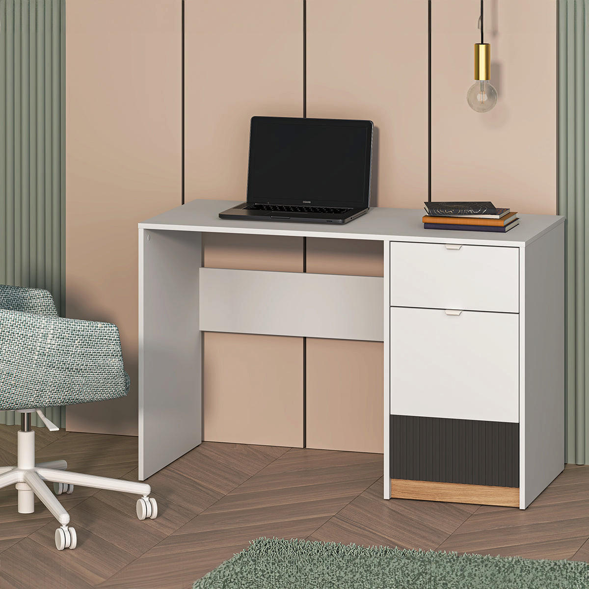 PISALNA MIZA Ronan Bela - bela, leseni material (55/120/79cm) - Petits-meubles