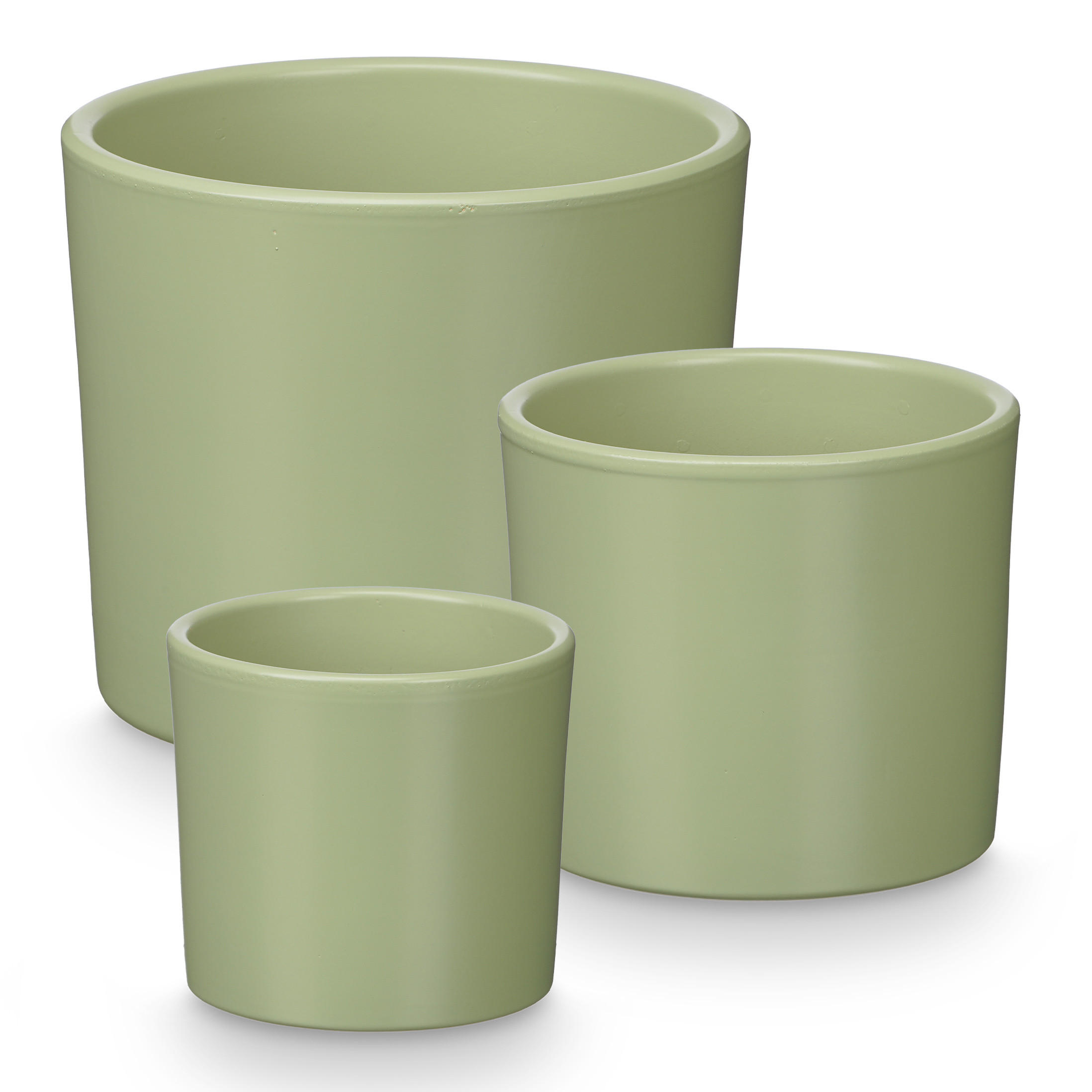 BLUMENTOPF Keramik 14/17/22 cm, 3er Set - Mintgrün, Keramik (22/19/22cm) - Ibergarden