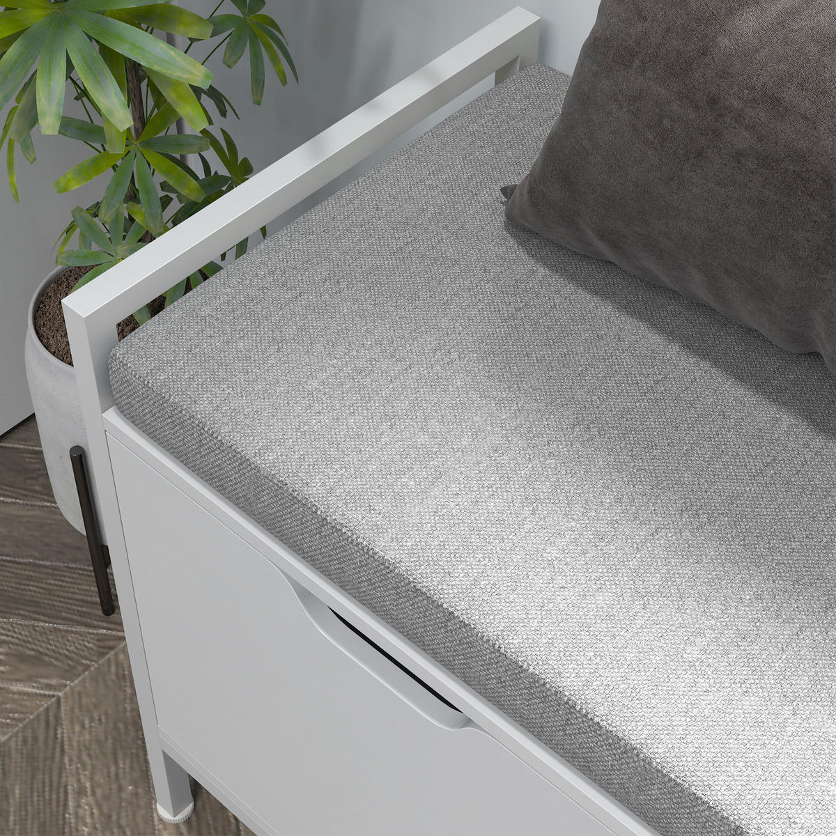 SCHUHBANK DE-16768 2 Schränke, gepolstert, 84 cm Weiß - Weiß, Holzwerkstoff (84/50/35cm) - ComfortXL