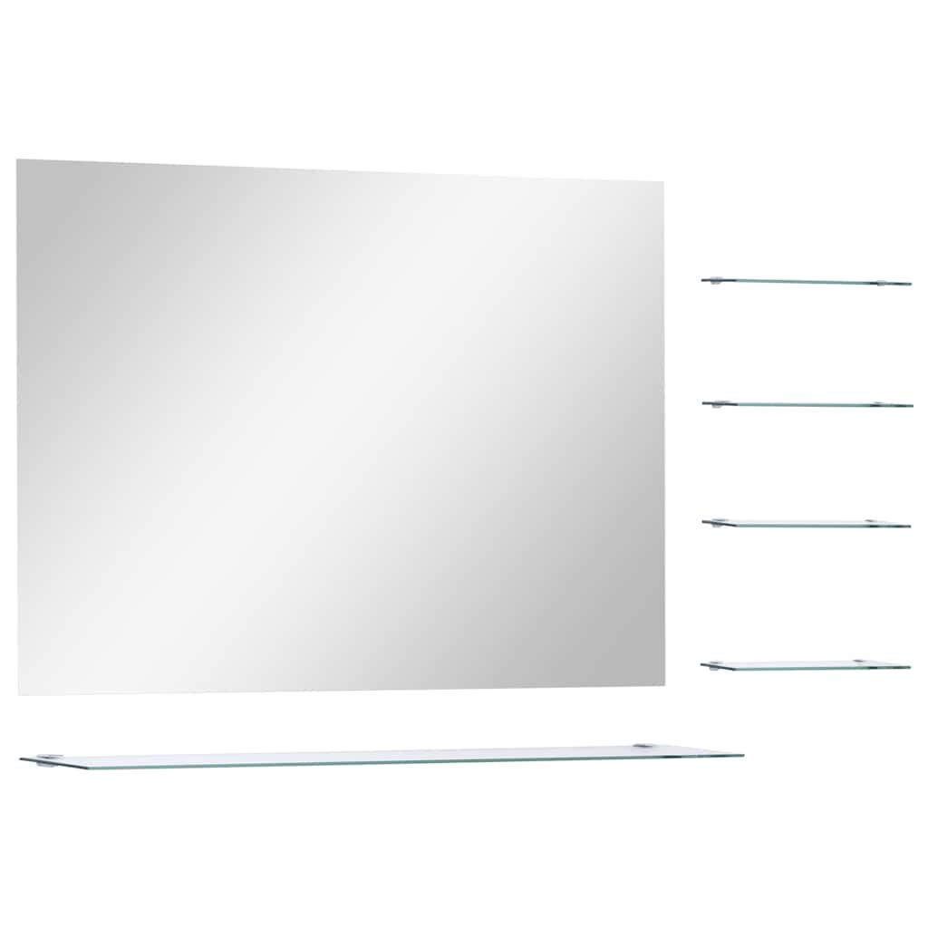 WANDSPIEGEL mit 5 Ablagen Silbern 80×60 cm - Silberfarben, Glas (80/60/10cm) - furnicato
