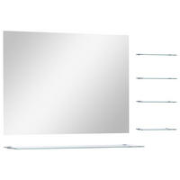 WANDSPIEGEL mit 5 Ablagen Silbern 80×60 cm - Silberfarben, Glas (80/60/10cm) - furnicato