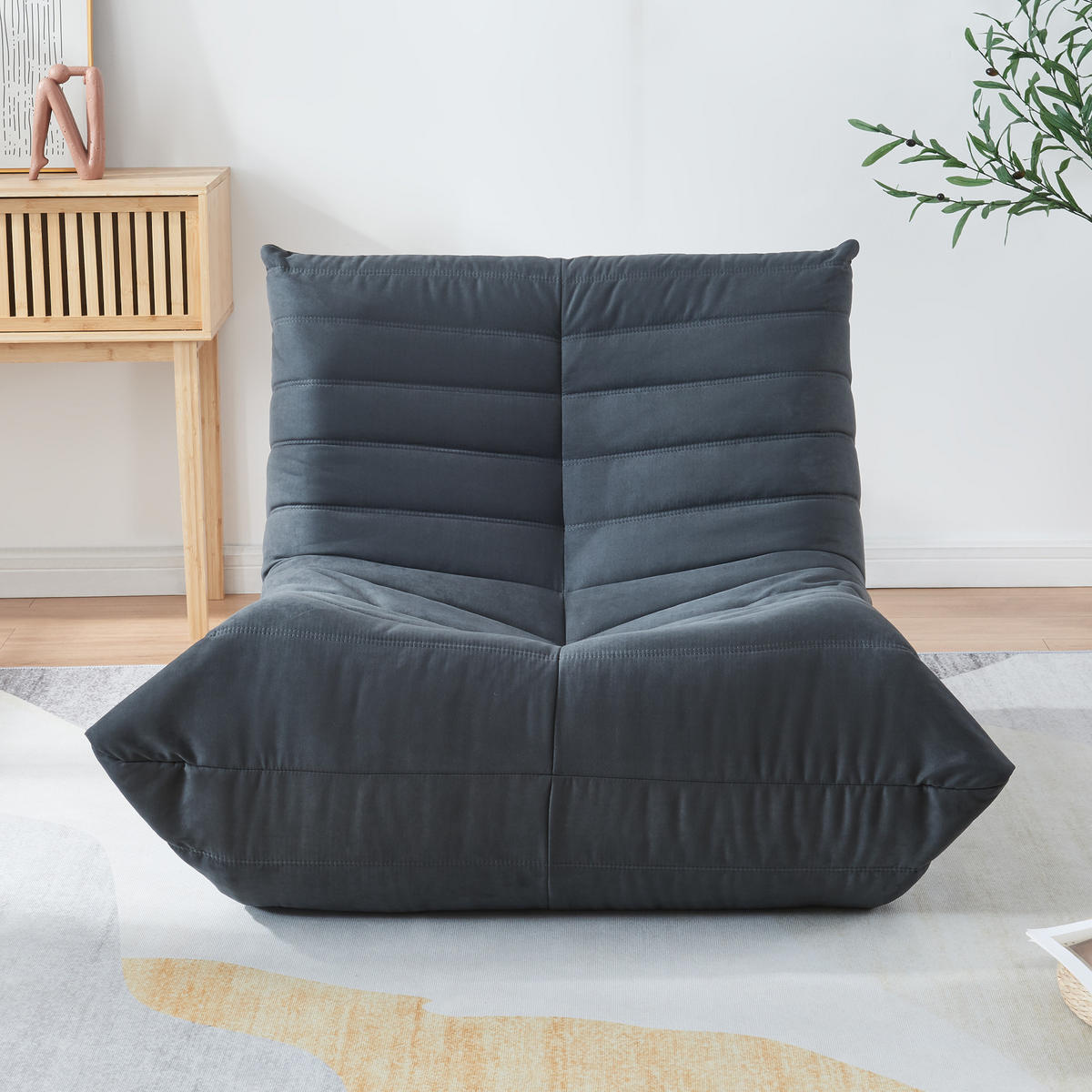 BODENSESSEL Kodsø - Schwarz, Textil (90/75/100cm) - [en.casa]