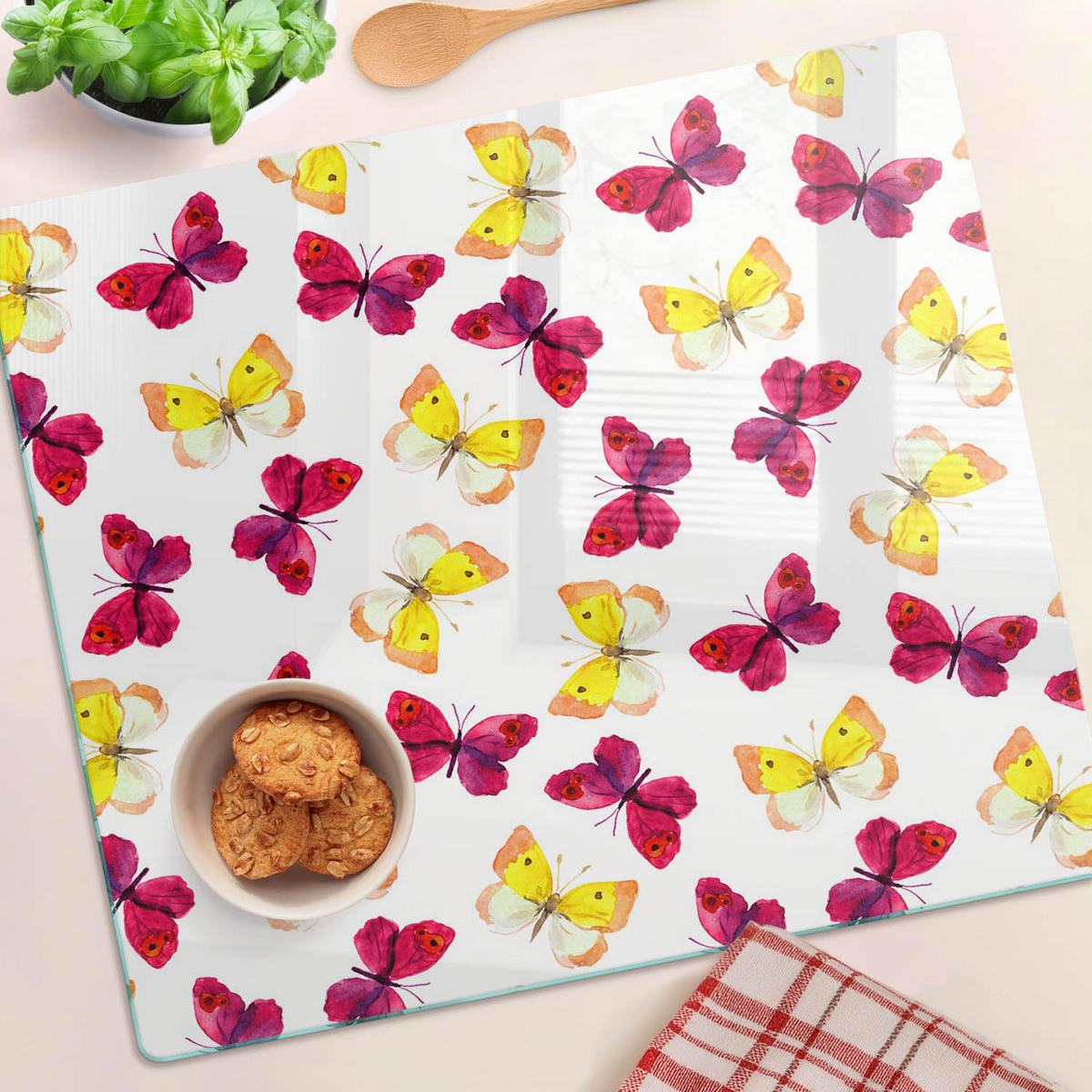 GLASPLATTE 60x52 cm Schmetterlingsblume - Orange/Braun, Glas (60/0.4/52cm) - TULUP