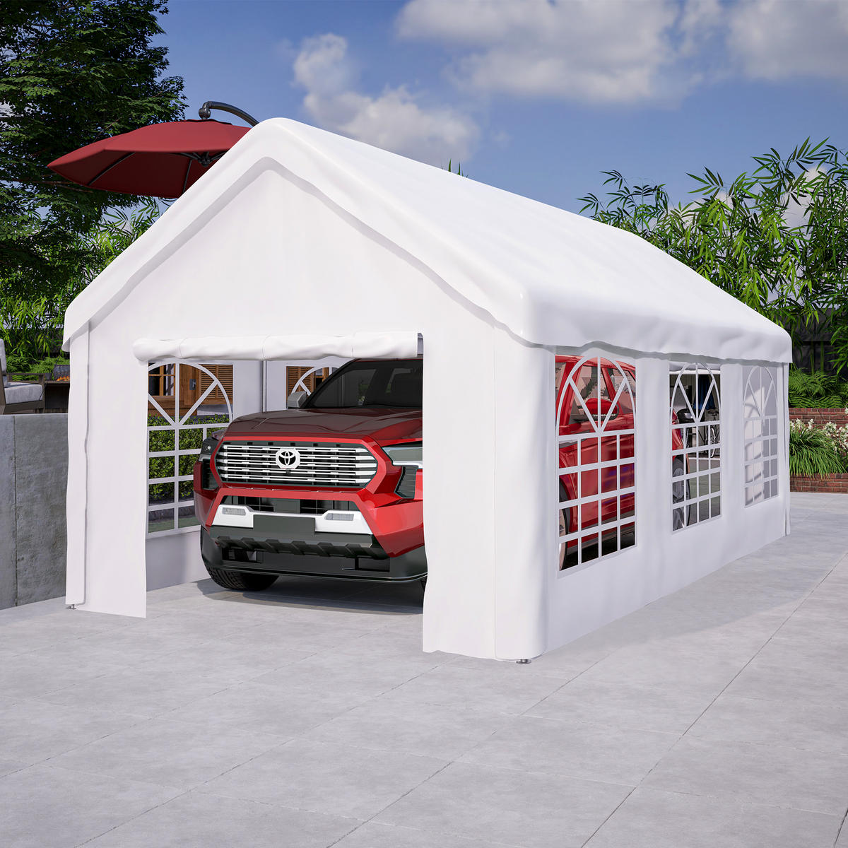 CARPORT Zeltgarage 3x6 m Grau - Weiß, Metall (299/283/598cm) - ComfortXL