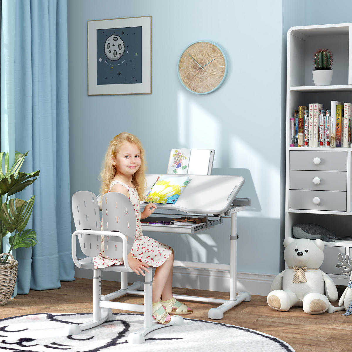 SCHREIBTISCH-SET DE-17528 Grau - Grau, Kunststoff (80/102/50cm) - ComfortXL