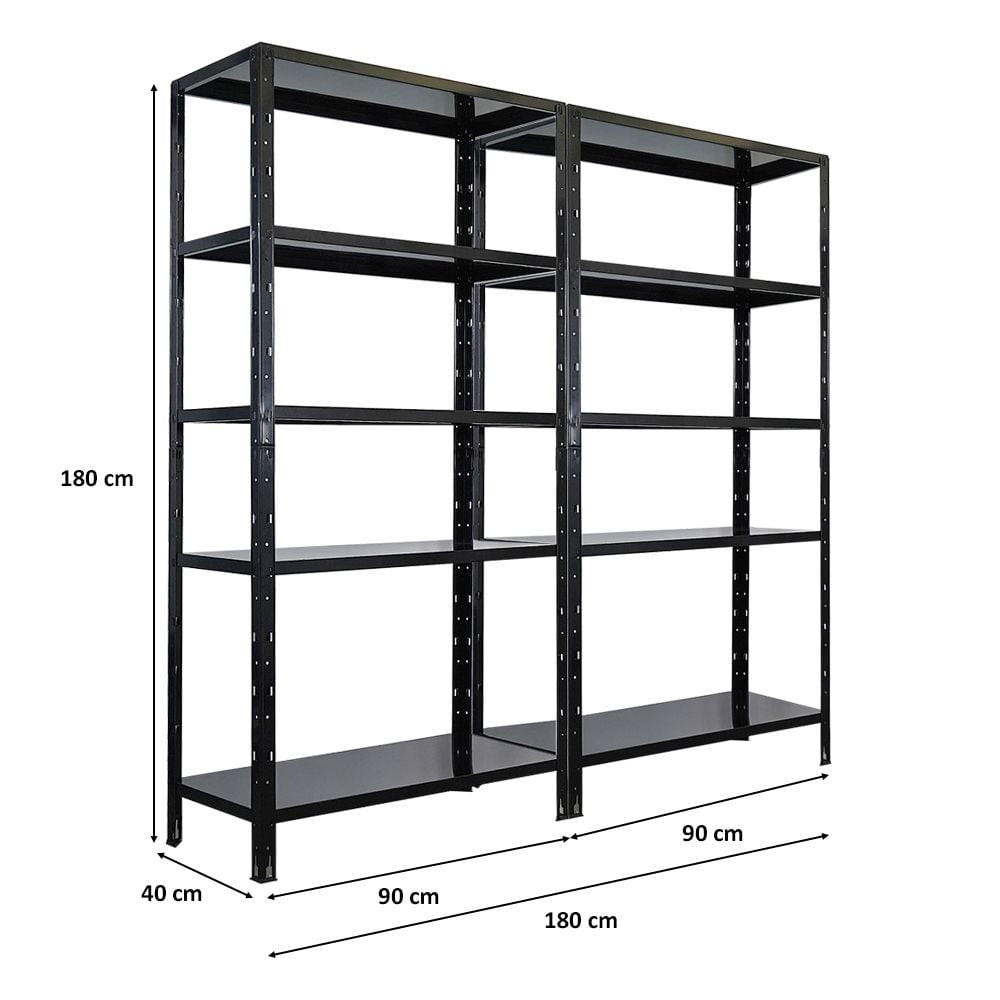SCHWERLASTREGAL Ares 2er-Set 180x90x40cm Fachlast 125 kg Schwarz - Schwarz, Metall (180/180/40cm) - PROREGAL
