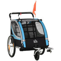 KINDERANHÄNGER, Kinderfahrradanhänger, Blau - Blau, Metall (75/101/142cm) - HOMCOM