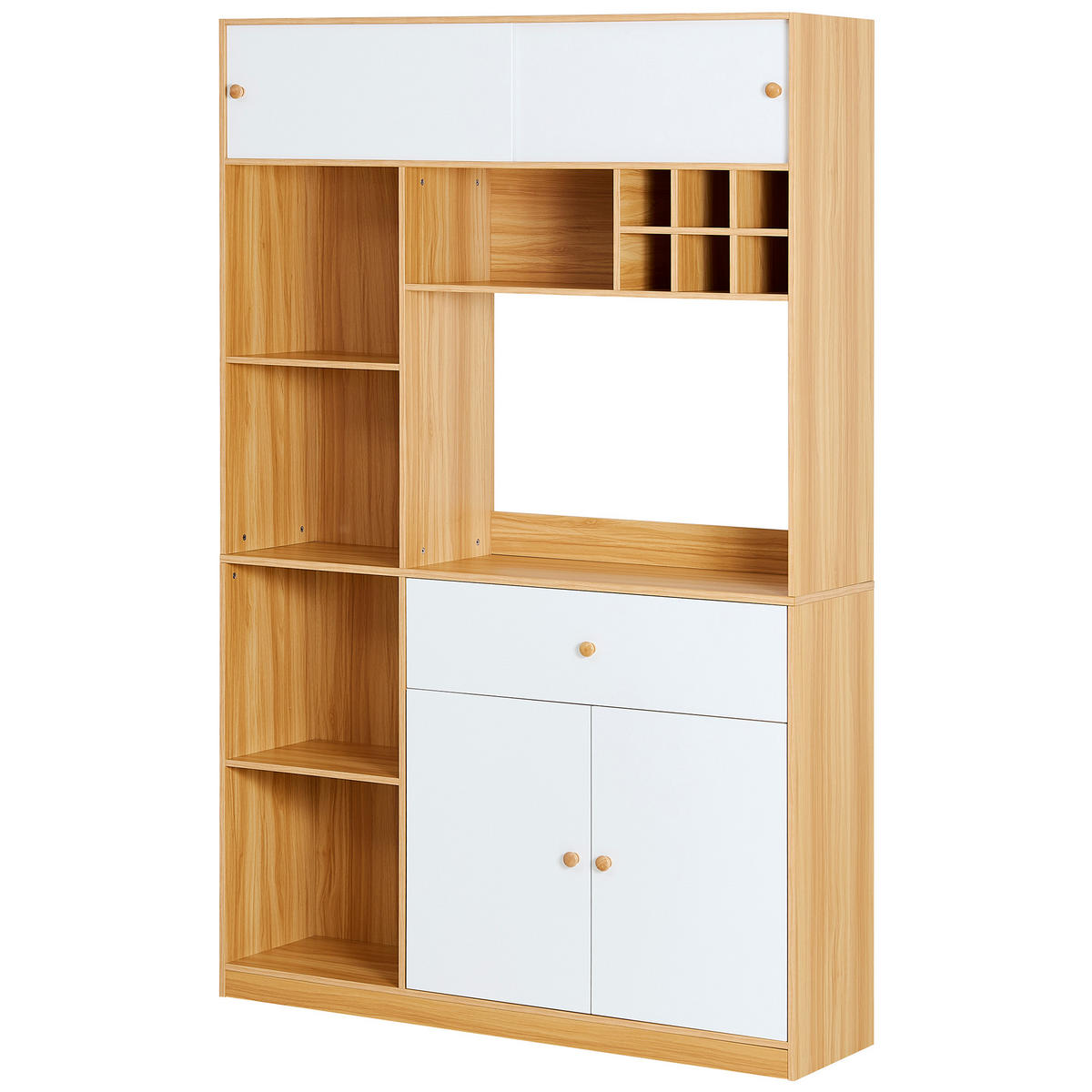 BUFFET SCHRANK LED 3 Türen Schublade Regale 180cm Weiß - Multicolor, Holzwerkstoff (115/180/35cm) - FLIEKS