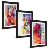 BILDER SET 3er Set - 20x30 cm Schwarzer Rahmen - Farbenfrohe Abstraktionen der Form - Schwarz, Kunststoff (20/30cm) - TULUP