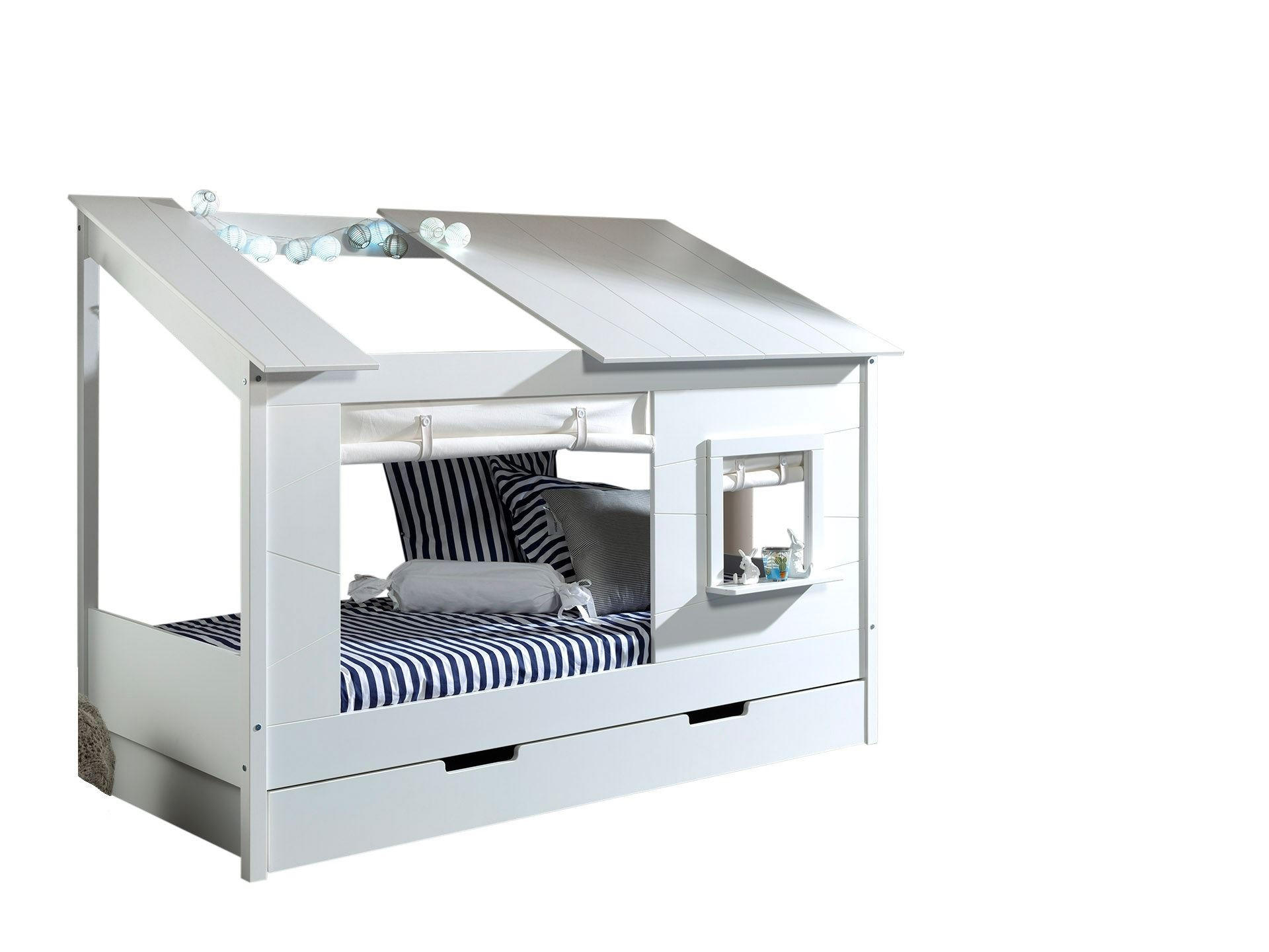 HAUSBETT Katerine 214x159x105 aus MDF+Massivholz in Weiß - Weiß, Holzwerkstoff (90/200cm) - 58aufmkessel