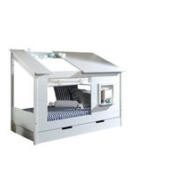 HAUSBETT Katerine 214x159x105 aus MDF+Massivholz in Weiß - Weiß, Holzwerkstoff (90/200cm) - 58aufmkessel