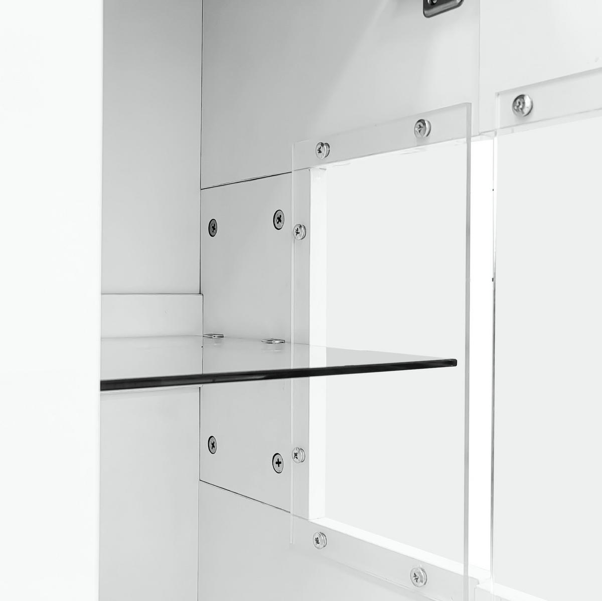 KOMMODE aus MDF, Glas & Spanplatte 140x35x75cm in Weiß mit LED - Weiß, Holzwerkstoff (140/75/35cm) - Modfu