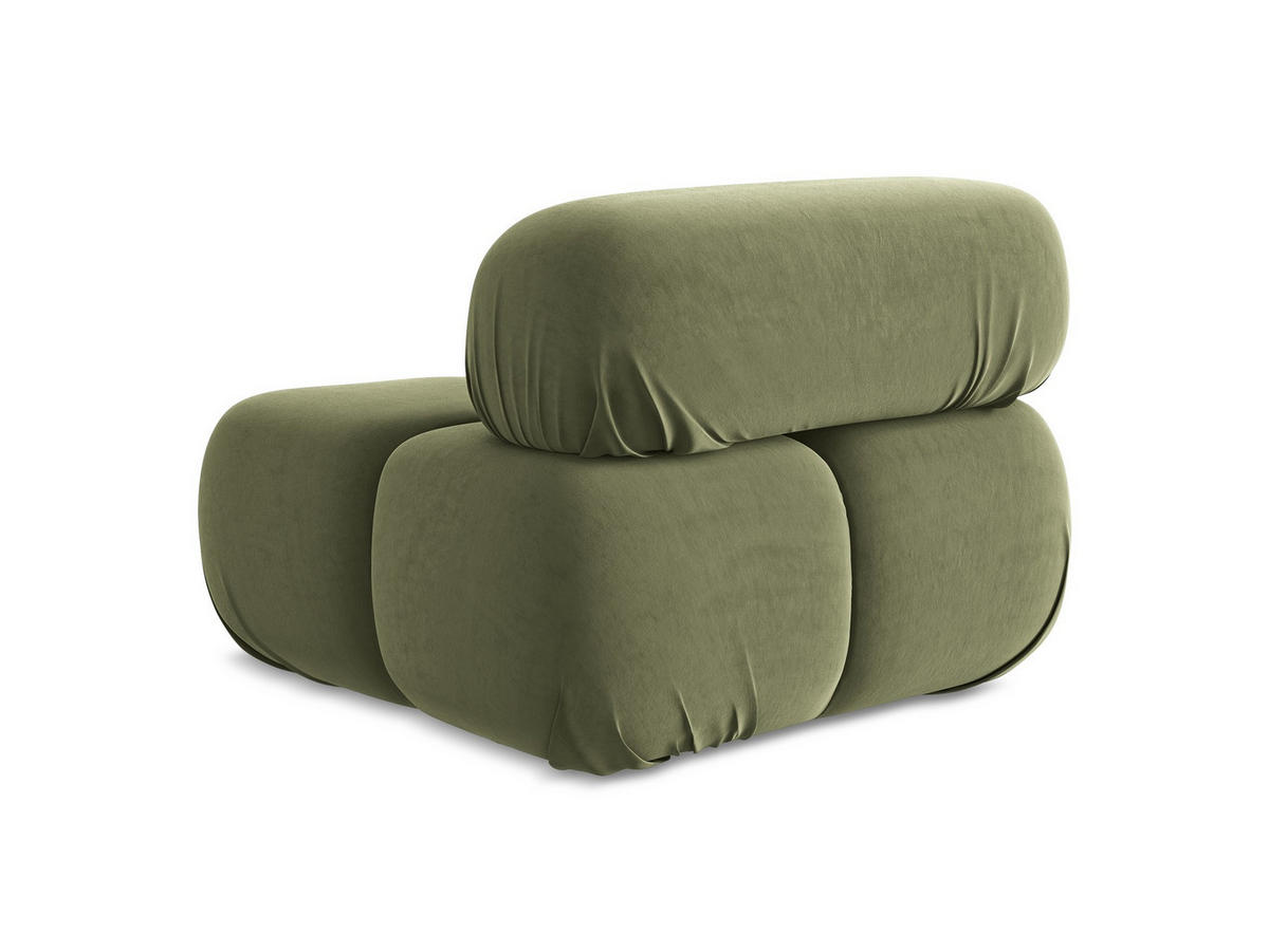 SESSEL Samt Stoff Grün - Schwarz/Olivgrün, Kunststoff/Textil (96/70/95cm) - Makamii