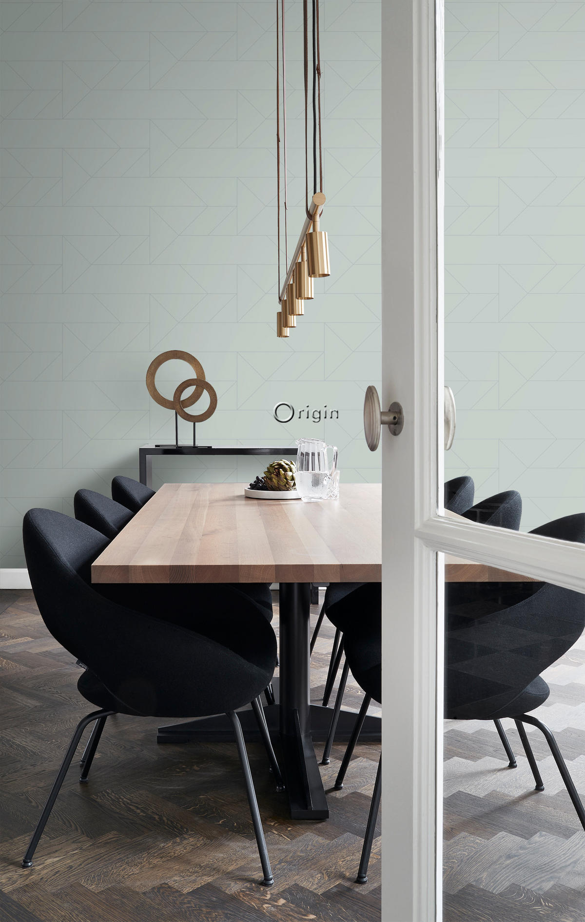 TAPETE grafische Linien 53 cm x 10.05 m - Blau, Papier (53/1000cm) - Origin Wallcoverings