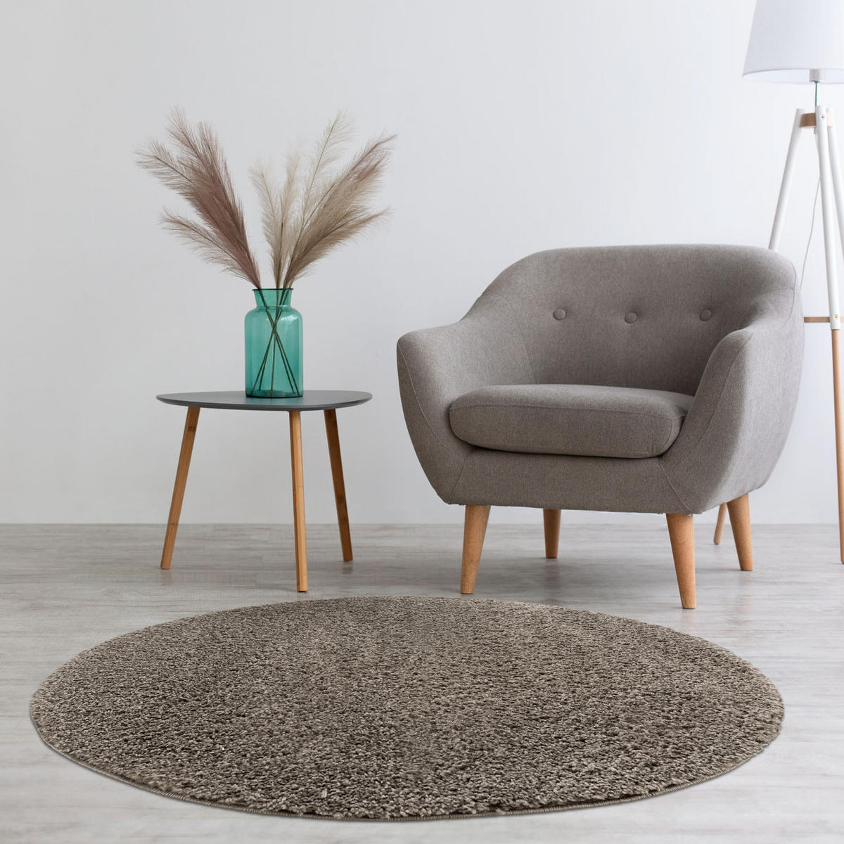 HOCHFLOR-TEPPICH Shaggy Pulpy 100 Anthrazit 160 cm Rund - Grau, Textil (160/160cm) - carpet city