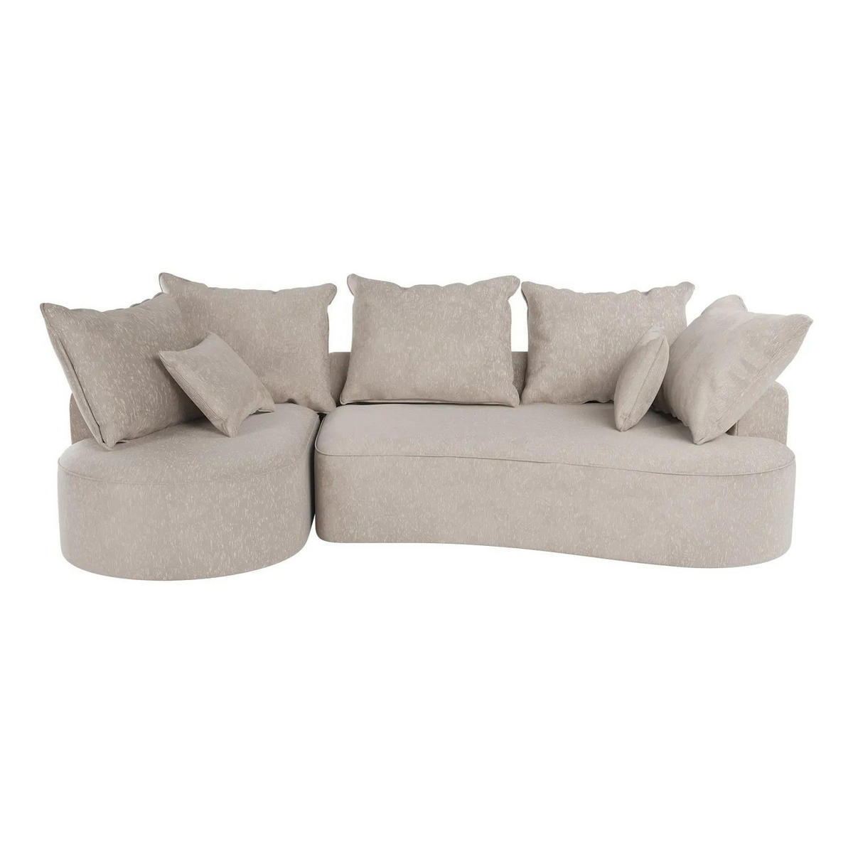 SOFA Tirano Samt Beige mit Ottomane links - Beige, Textil (102/300cm) - Juskys