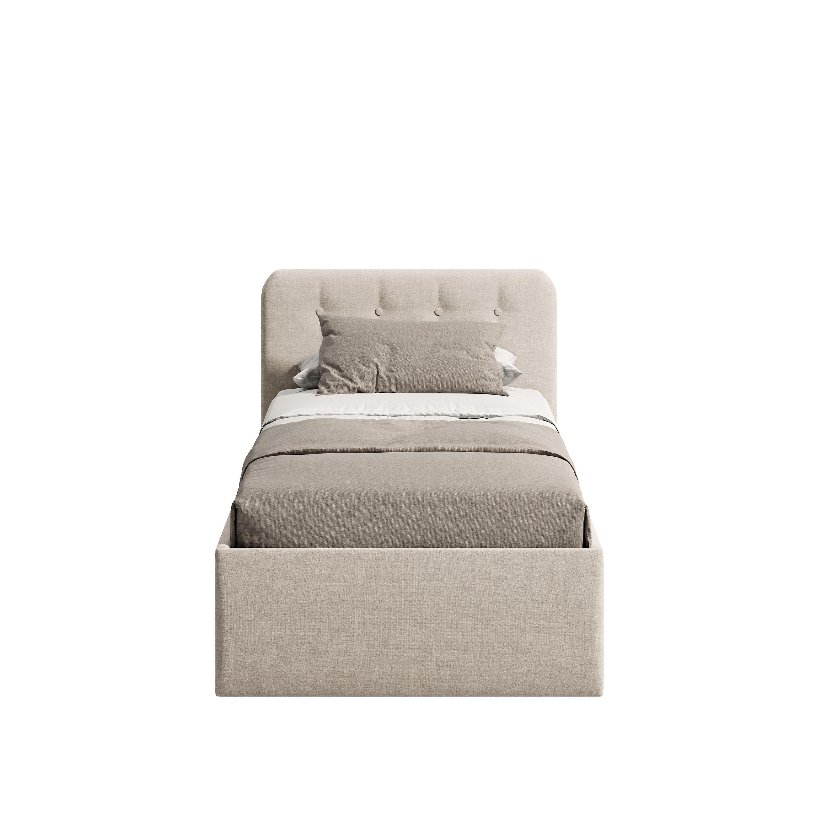 POLSTERBETT mit verstellbarem Lattenrost & Bettkasten, 100 x 200 cm in Creme - Creme, Holzwerkstoff/Textil (100/200cm) - Home Collective