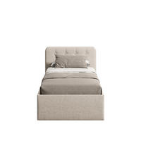 POLSTERBETT mit verstellbarem Lattenrost & Bettkasten, Kaltschaummatratze, 100 x 200 cm in Creme - Creme, Holzwerkstoff/Textil (100/200cm) - Home Collective