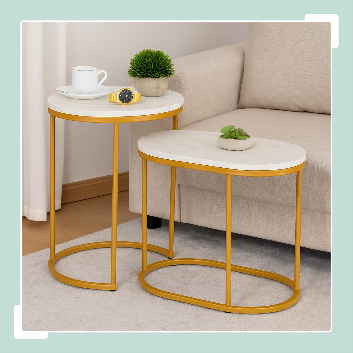 SATZTISCH-SET 2-tlg. - Multicolor, Holzwerkstoff/Kunststoff (40/40/51cm) - Relaxdays