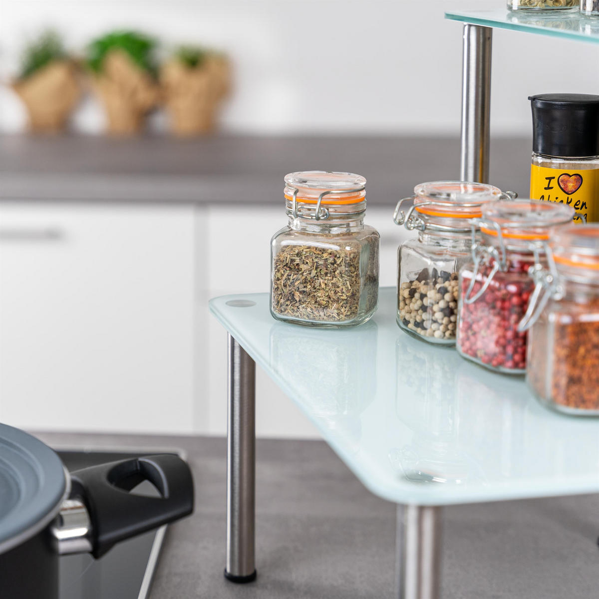 GLAS-KÜCHENREGAL weiß - Weiß, Glas (32/33/14cm) - bremermann