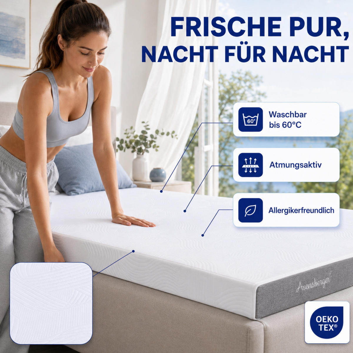 GEL-MATRATZE LINA, Höhe 11cm, 120x200cm - Weiß, Textil (120/200cm) - Arensberger