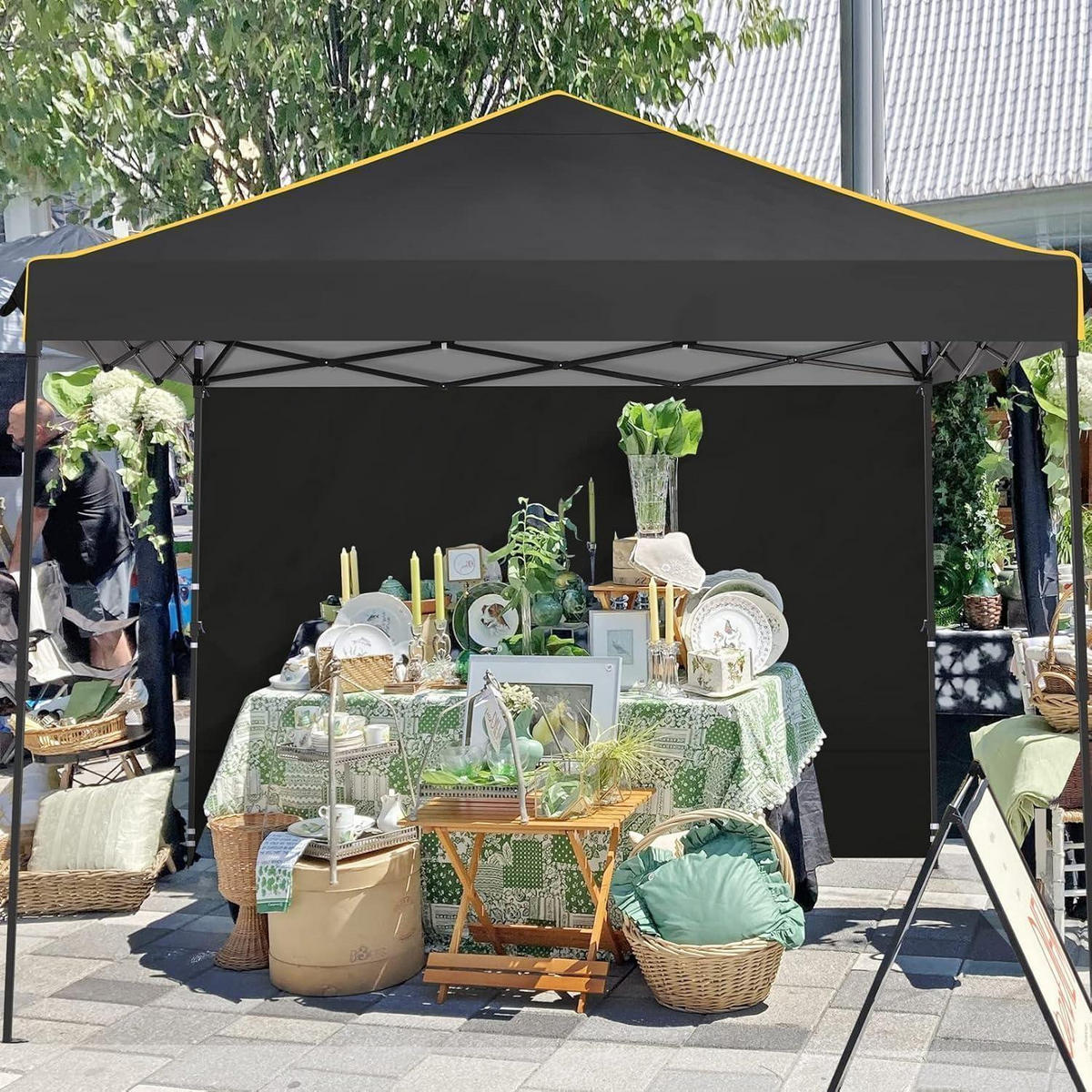 FALTPAVILLON 3x3 m mit 4 Seitenteilen Schwarz - Schwarz, Metall (300/320/300cm)