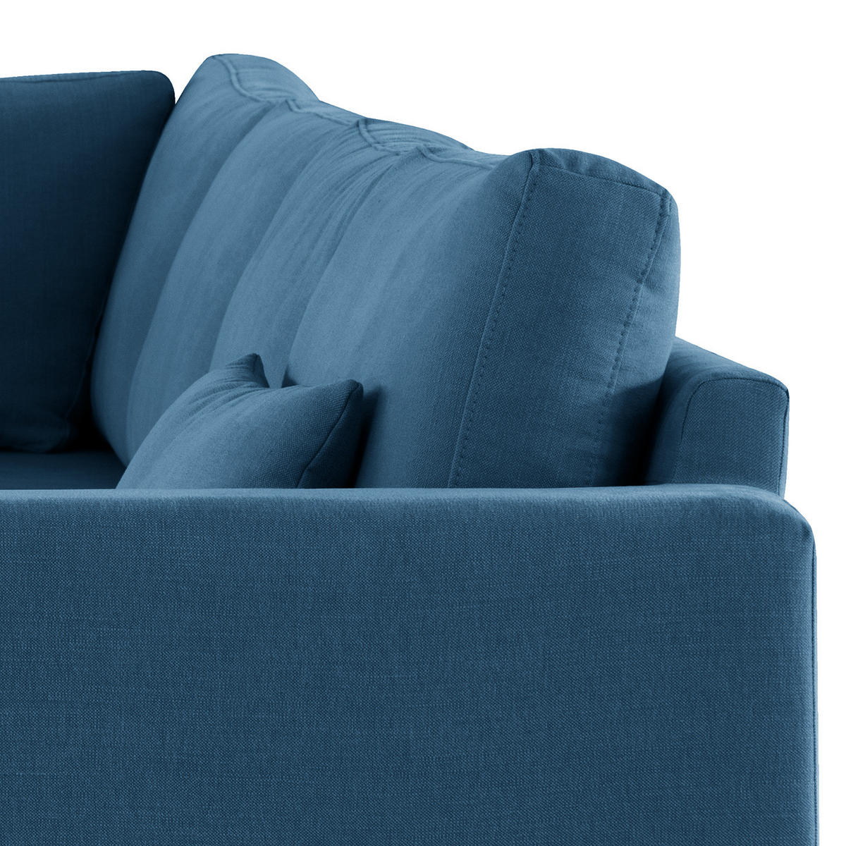 ECKSOFA mit Ottomane - Blau/Eichefarben, Naturmaterialien/Eichenholz (287/219cm) - home24