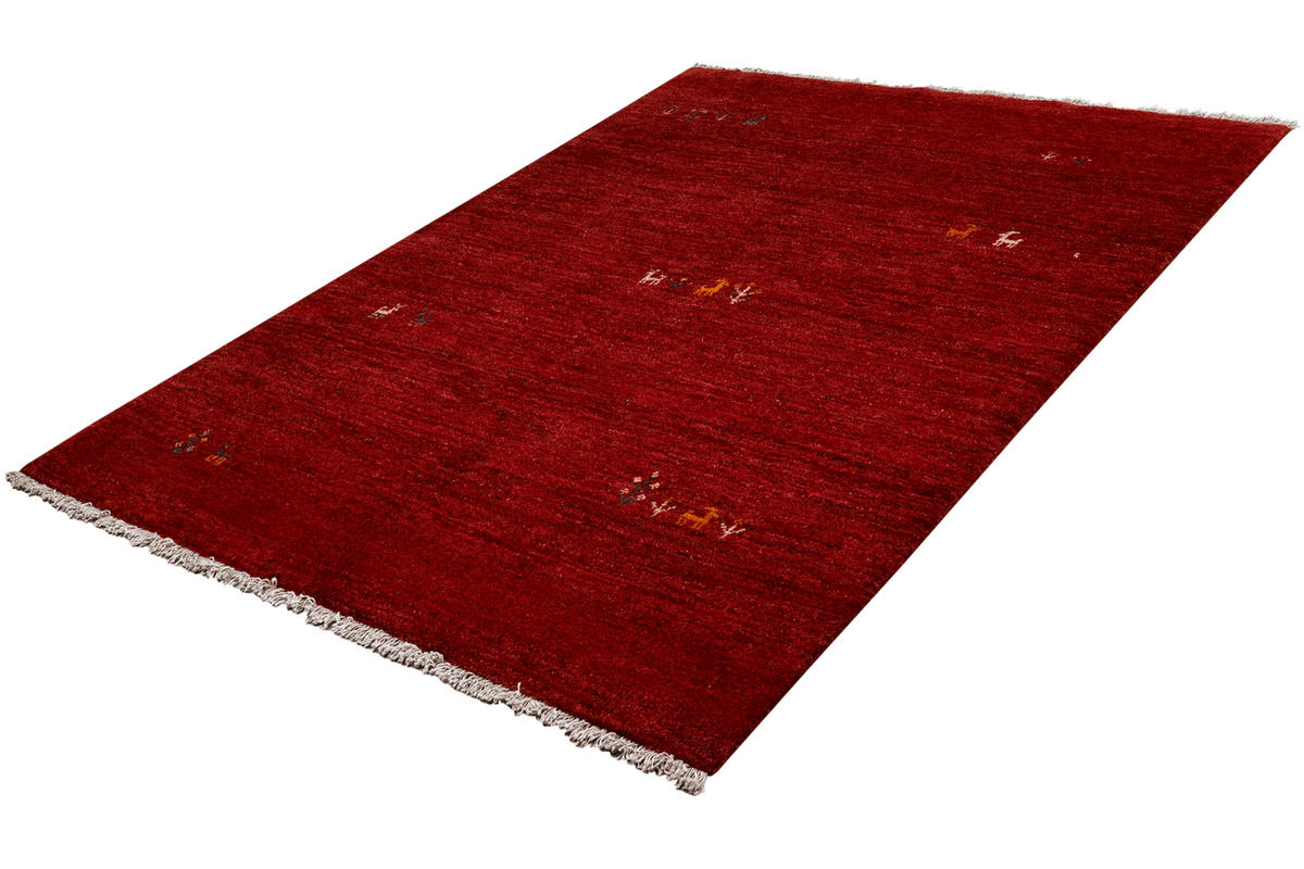 GABBEH-TEPPICH handgeknüpft Rot 193/150 cm Schurwolle - Rot, Textil (150/193cm) - Looma