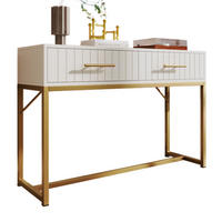 SCHMINKTISCH 100/45/75 cm mit 2 Schubladen, geriffelter Front und Metallsockel aus Spanplatte, Weiß - Weiß, Holzwerkstoff (100/45/75cm) - Redom