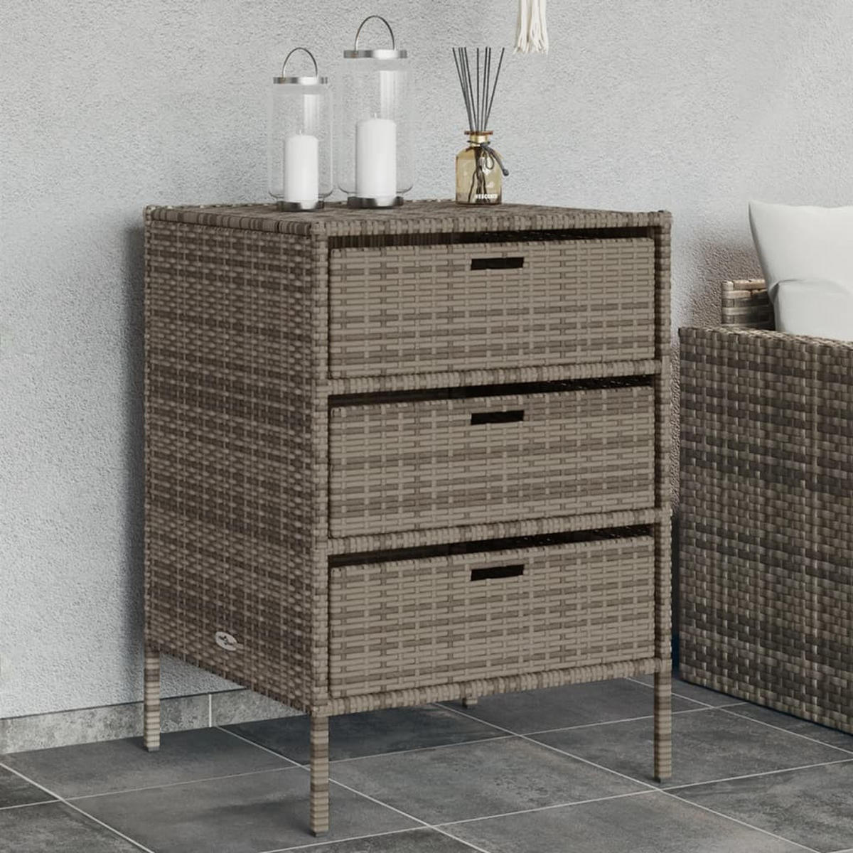 GARTENSCHRANK Grau 55x59x80 cm Poly Rattan - Grau, Kunststoff (55/80/59cm) - furnicato