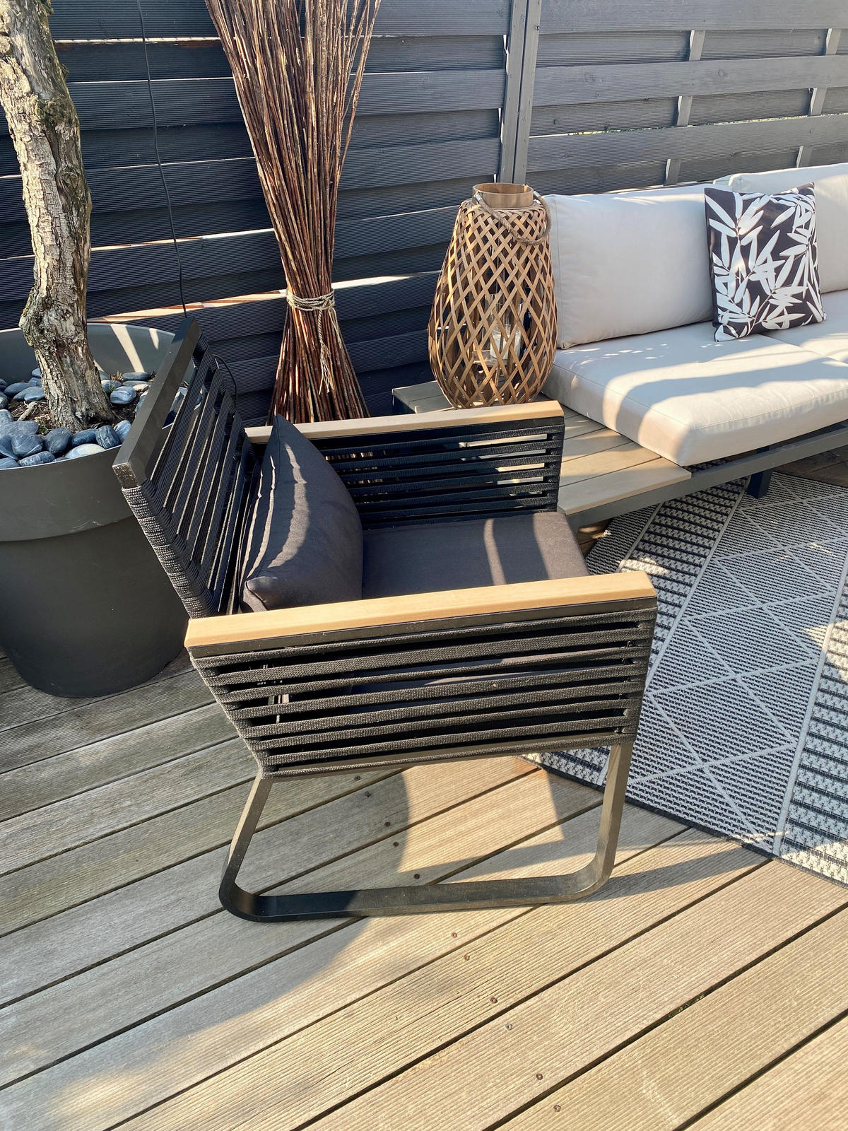 GARTENSTUHL 2er-Set Aluminium schwarz Canetto - Schwarz, Metall (60/83/65cm) - Beliani