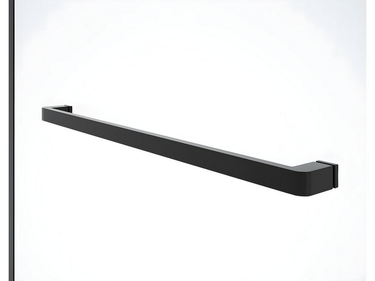 DUSCHTRENNWAND Seitenwand italienische Dusche mit Handtuchhalter - 120 x 200 cm - Sicherheitsglas - Schwarz matt - KRISTEN - Schwarz, Metall (120/200cm) - Vente-Unique