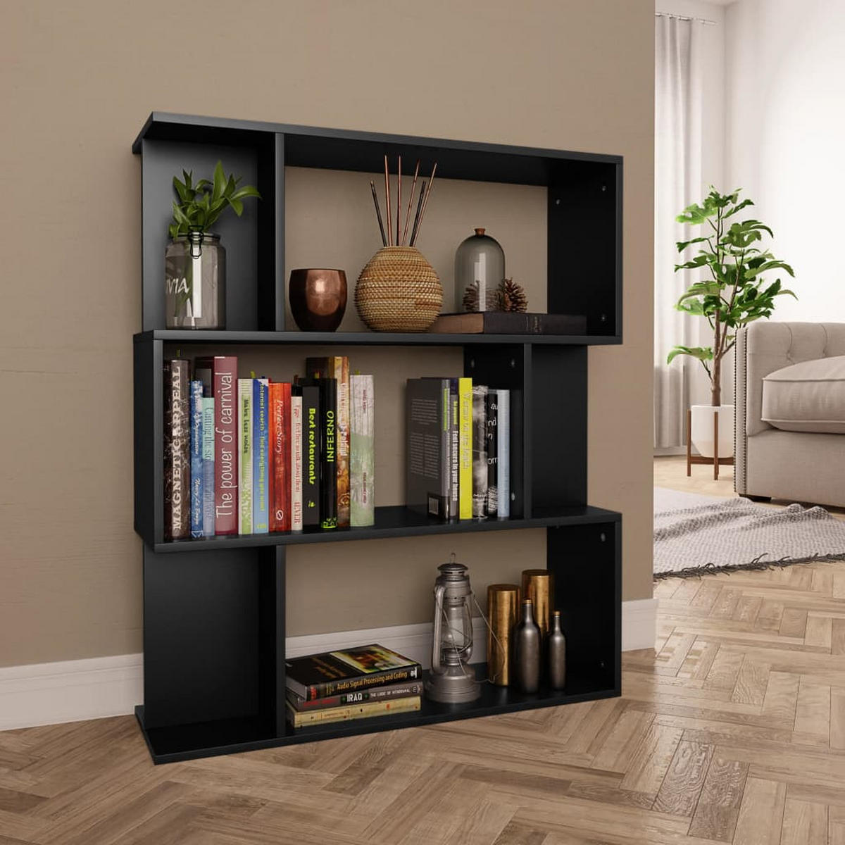 BÜCHERREGAL mit 3 Ebenen 80/24/96 cm aus Holzwerkstoff Schwarz - Schwarz, Holz (80/96/24cm) - vidaXL