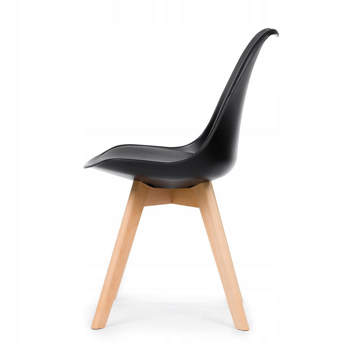 STUHL skandinavisch Dublin schwarz mit Kissen - Schwarz/Naturfarben, Holz/Kunststoff (49/83/54cm) - NEW HOME