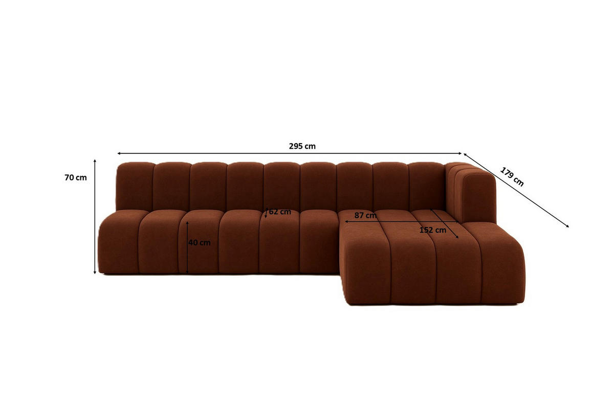 ECKSOFA GRAND L 295 cm, Stoff Salvador, Dunkelbraun, Rechts - Dunkelbraun, Holz (295/179cm) - Kaiser Möbel