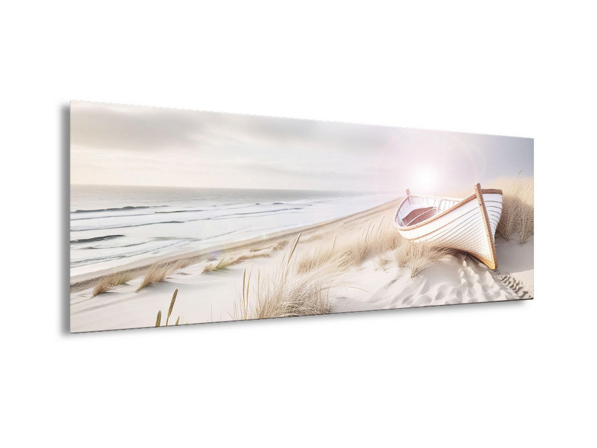 GLASBILD 80x30 cm Strand und Meer - Beige, Glas (80/30cm) - artissimo