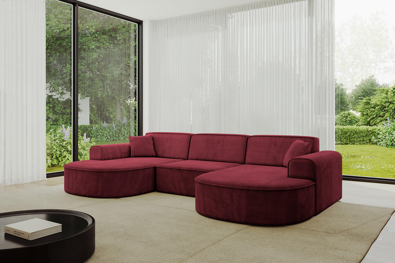 Thumbnail - Altdecor Wohnlandschaft, Bordeaux, Textil, 4-Sitzer, 303x79x171 cm, Wohnzimmer, Sofas & Couches, Wohnlandschaften, Wohnl...