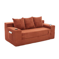 SCHLAFSOFA Modular mit Getränkehaltern und Seitentaschen, DE-42913, Orange - Orange, Textil (172/64/87cm) - ComfortXL