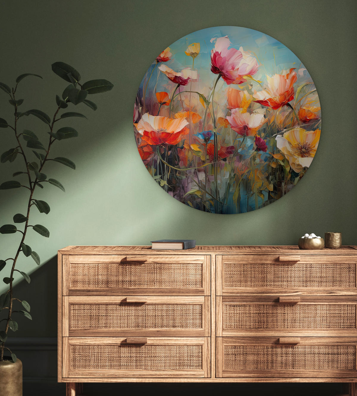 WANDBILD Blumen - Aquarell - Kunst - Botanisch - Natur 90x90 cm - Orange, Kunststoff (90/90cm) - MuchoWow