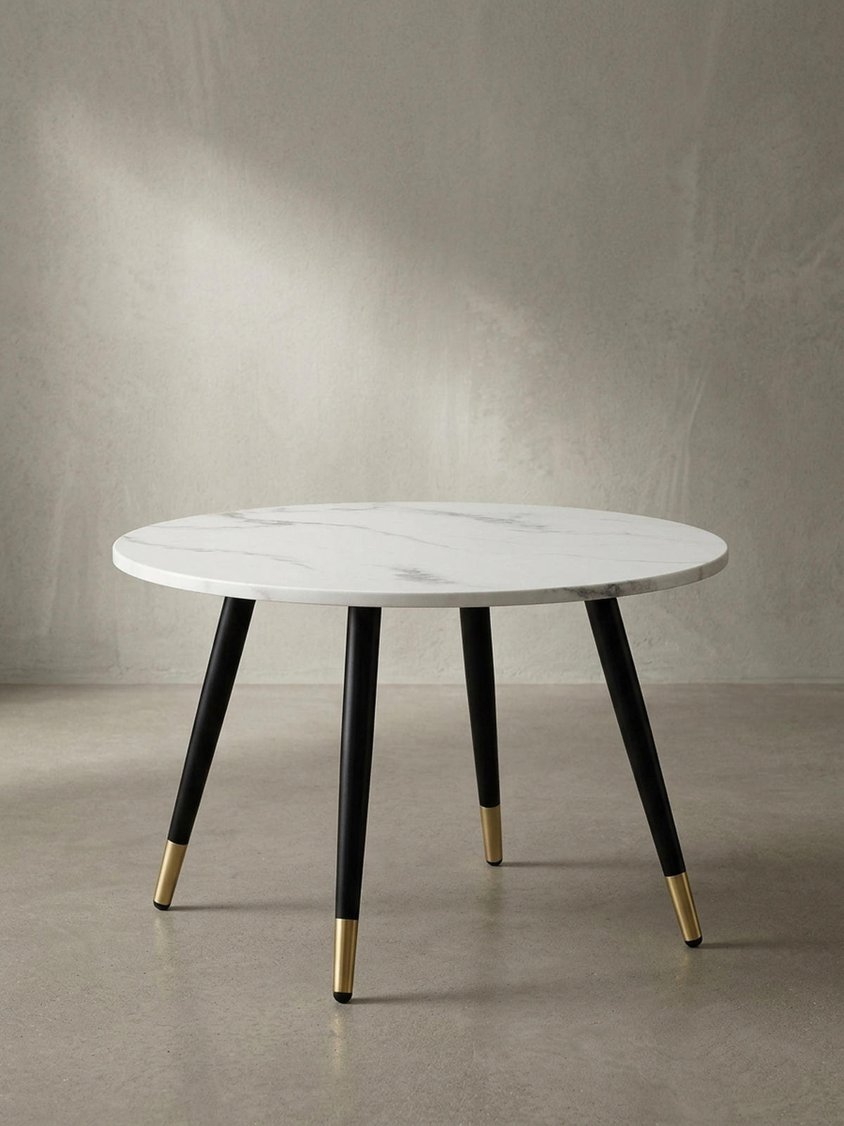 COUCHTISCH mit Marmor Optik, Modernes Design, Metall-Gestell, Runde Form, Weiß 60x60x41 cm - Goldfarben/Weiß, Holzwerkstoff/Metall (60/60/41cm) - KADIMA DESIGN